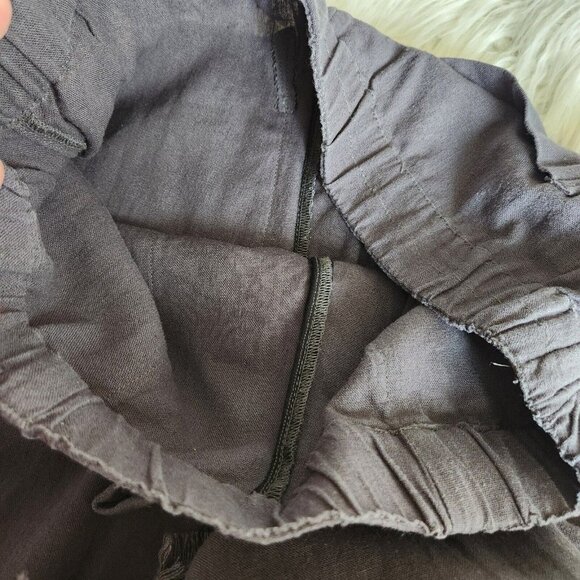 Caslon Linen Pants Womans Sz Small Pockets Pull On Drawstring Gray Wide Leg - Picture 12 of 14